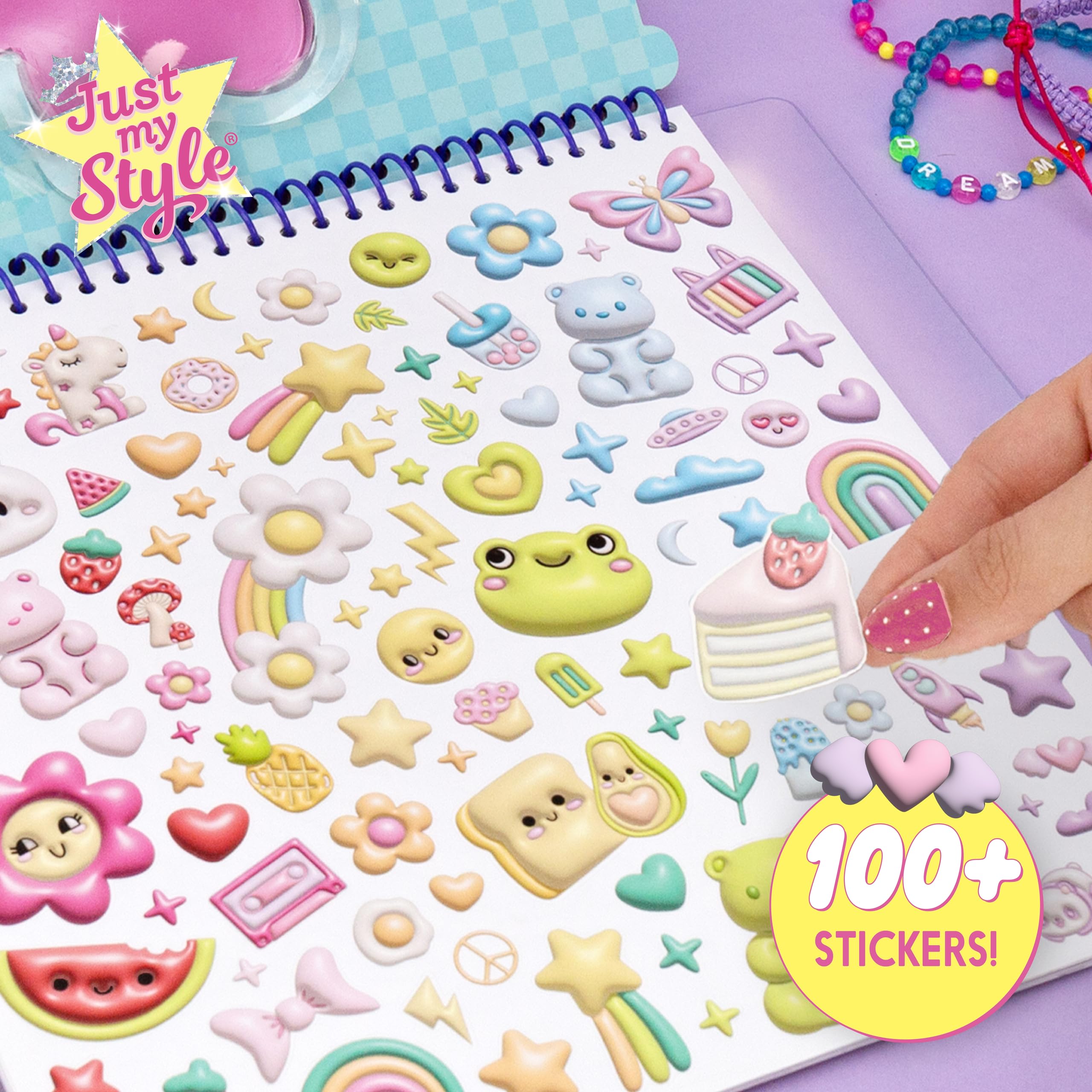 Just My Style 3D Activity Book for Kids – 30 Pages, Squishy Cover, Glitter Pen & Stickers