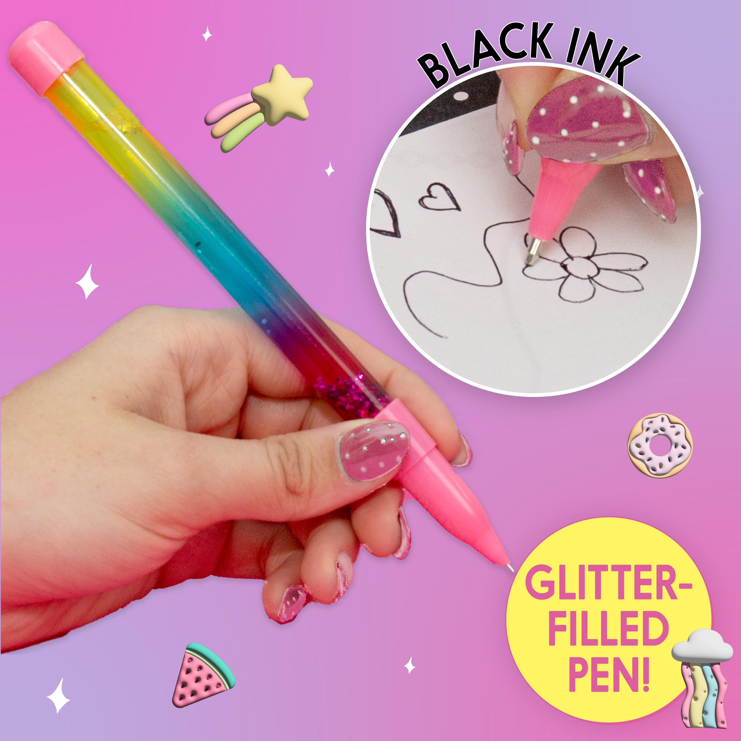 Just My Style 3D Activity Book for Kids – 30 Pages, Squishy Cover, Glitter Pen & Stickers