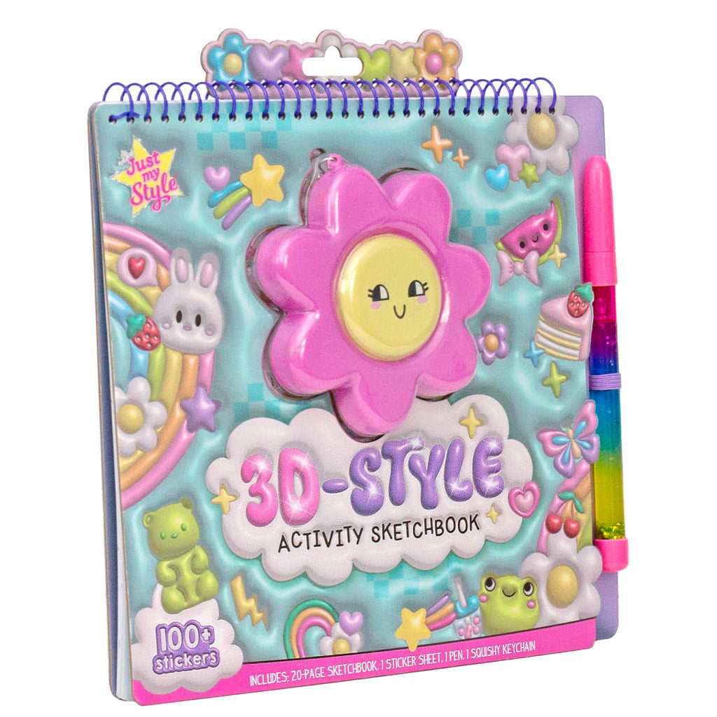 Just My Style 3D Activity Book for Kids – 30 Pages, Squishy Cover, Glitter Pen & Stickers