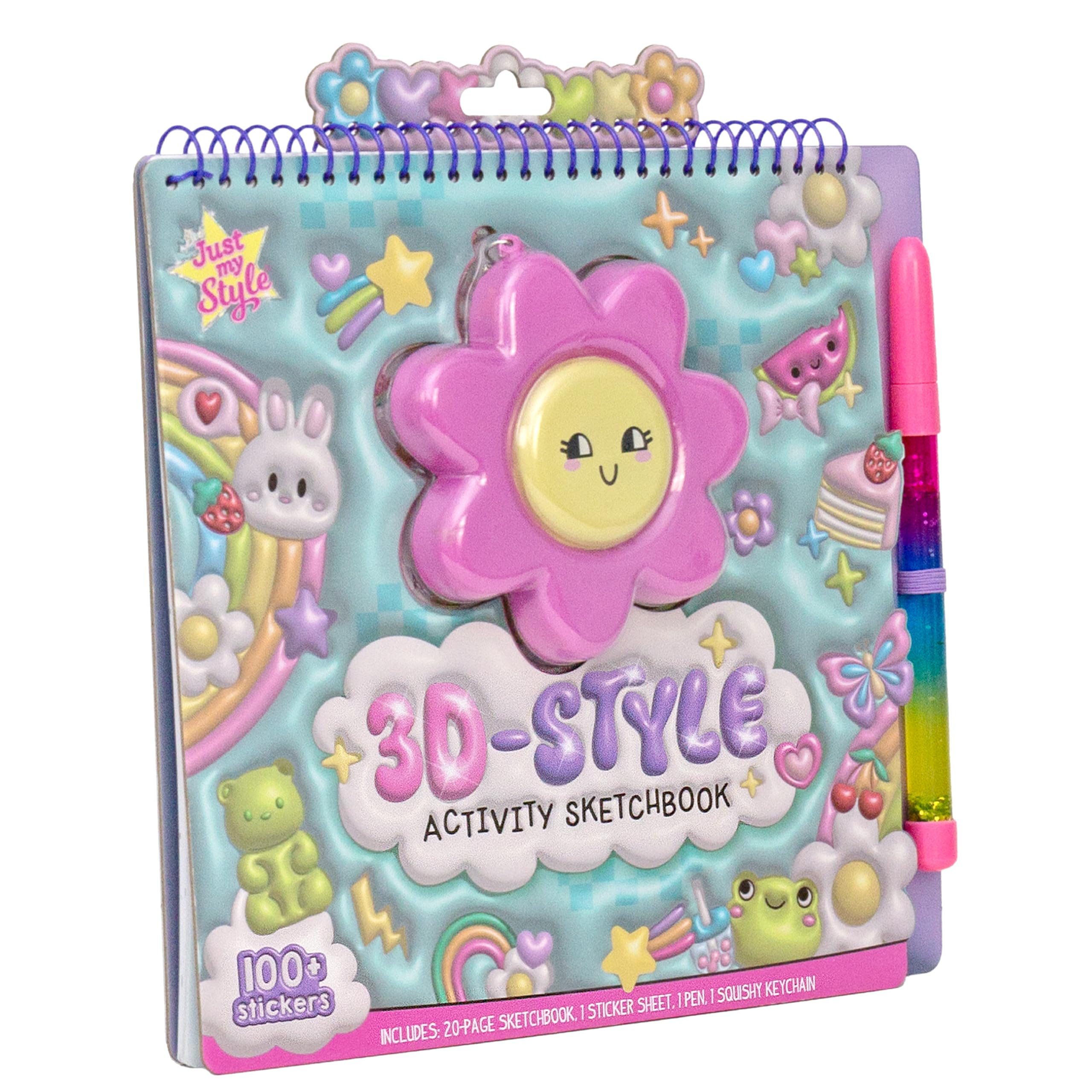 Just My Style 3D Activity Book for Kids – 30 Pages, Squishy Cover, Glitter Pen & Stickers