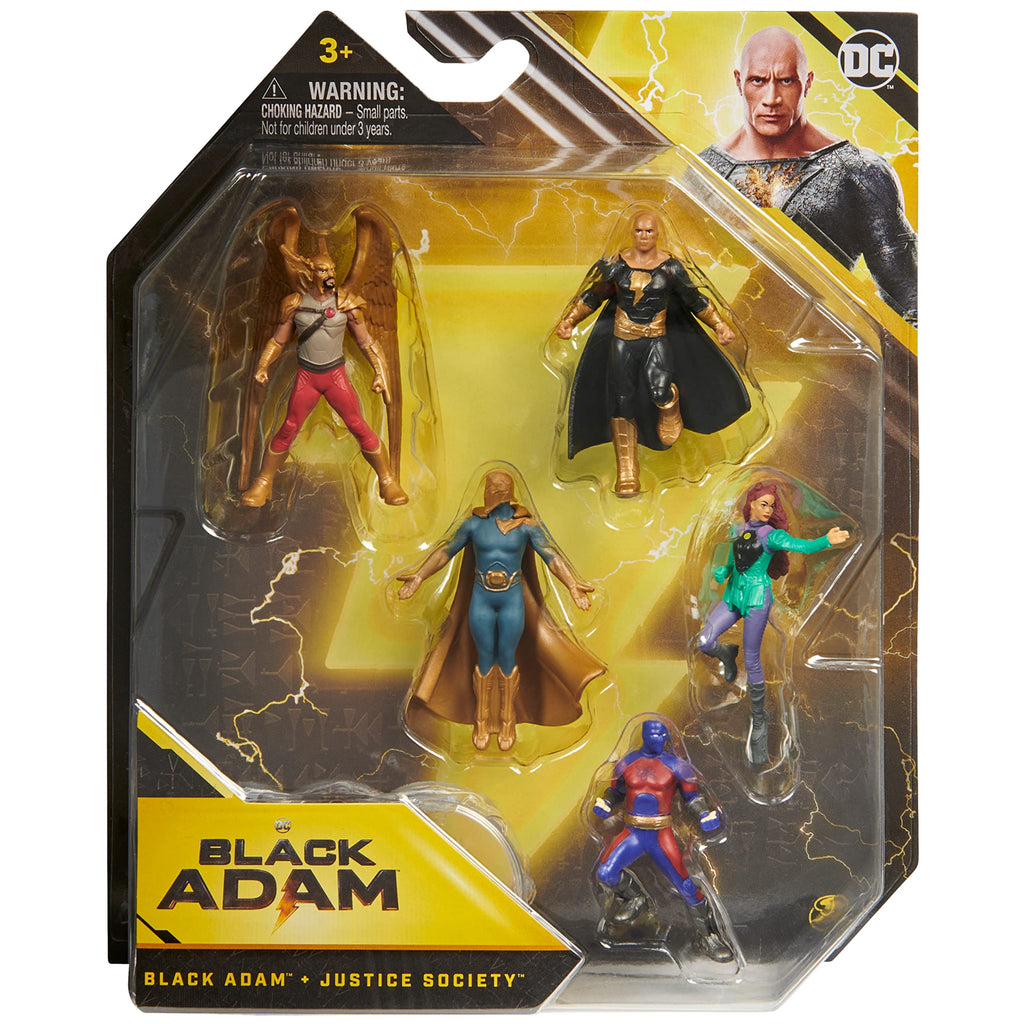 Justice Society 5-Pack: Black Adam, Hawkman, Atom Smasher, Cyclone & Dr. Fate Action Figures (2-inch with Stands)