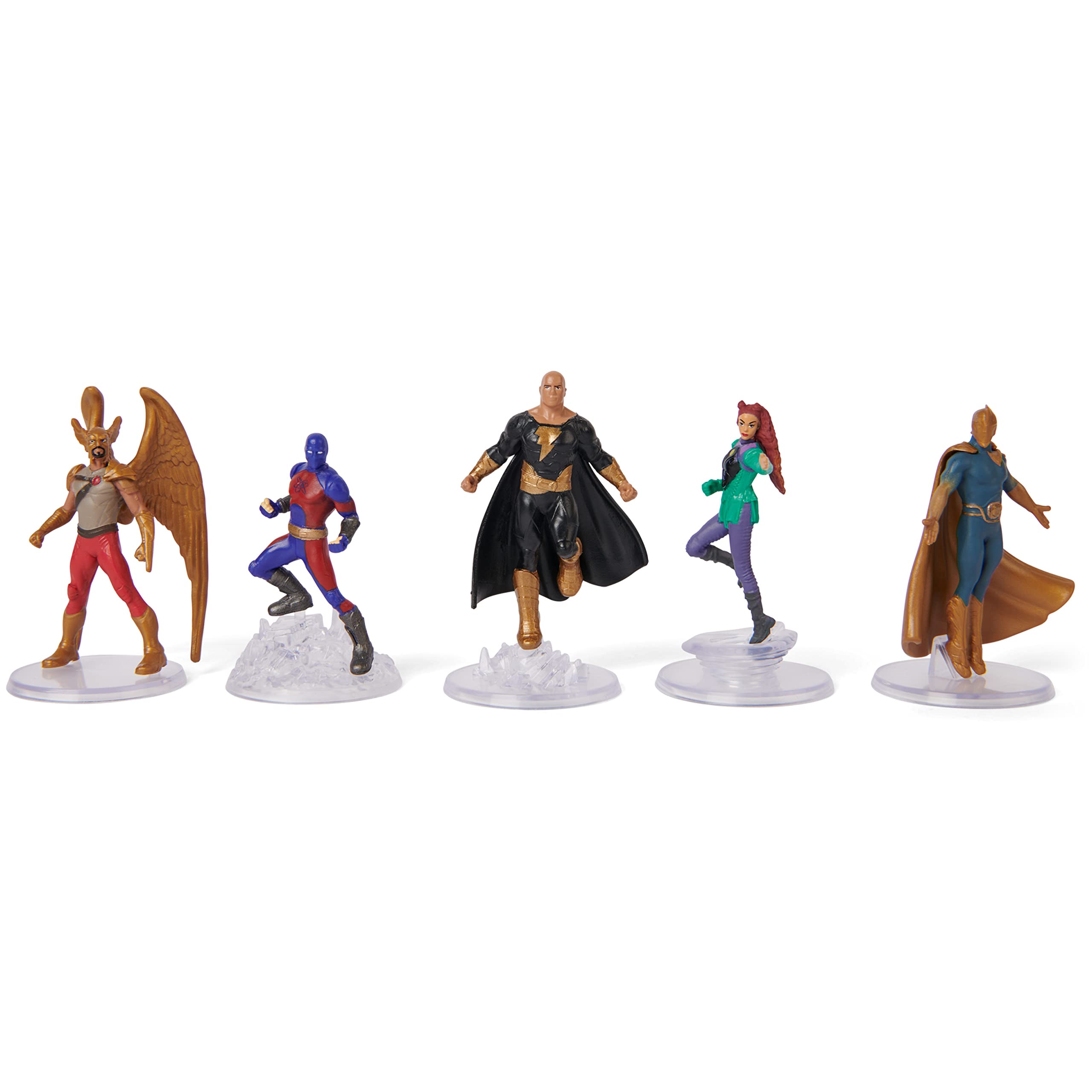 Justice Society 5-Pack: Black Adam, Hawkman, Atom Smasher, Cyclone & Dr. Fate Action Figures (2-inch with Stands)