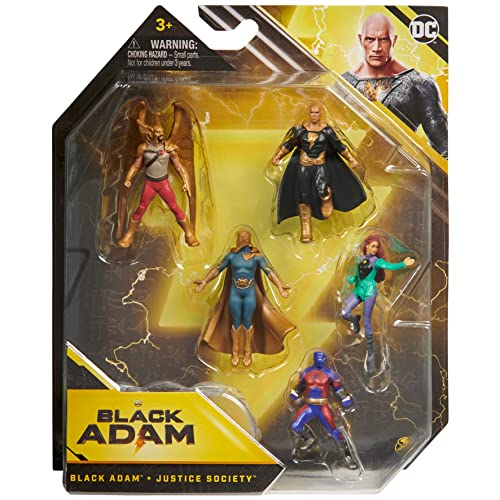 Justice Society 5-Pack: Black Adam, Hawkman, Atom Smasher, Cyclone & Dr. Fate Action Figures (2-inch with Stands)