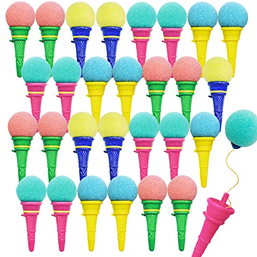 Juuxncgv 30-Pack Mini Ice Cream Foam Ball Launchers – 4-Inch Cone Shooters for Party Favors