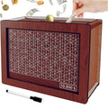 Jxueych 10k Savings Challenge Box – Wooden Piggy Bank with Counter, Dark Brown