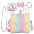 JYPS 7-Piece Toddler Purse Set for Girls - Unicorn Theme Pretend Play with Accessories