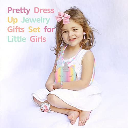 JYPS 7-Piece Toddler Purse Set for Girls - Unicorn Theme Pretend Play with Accessories
