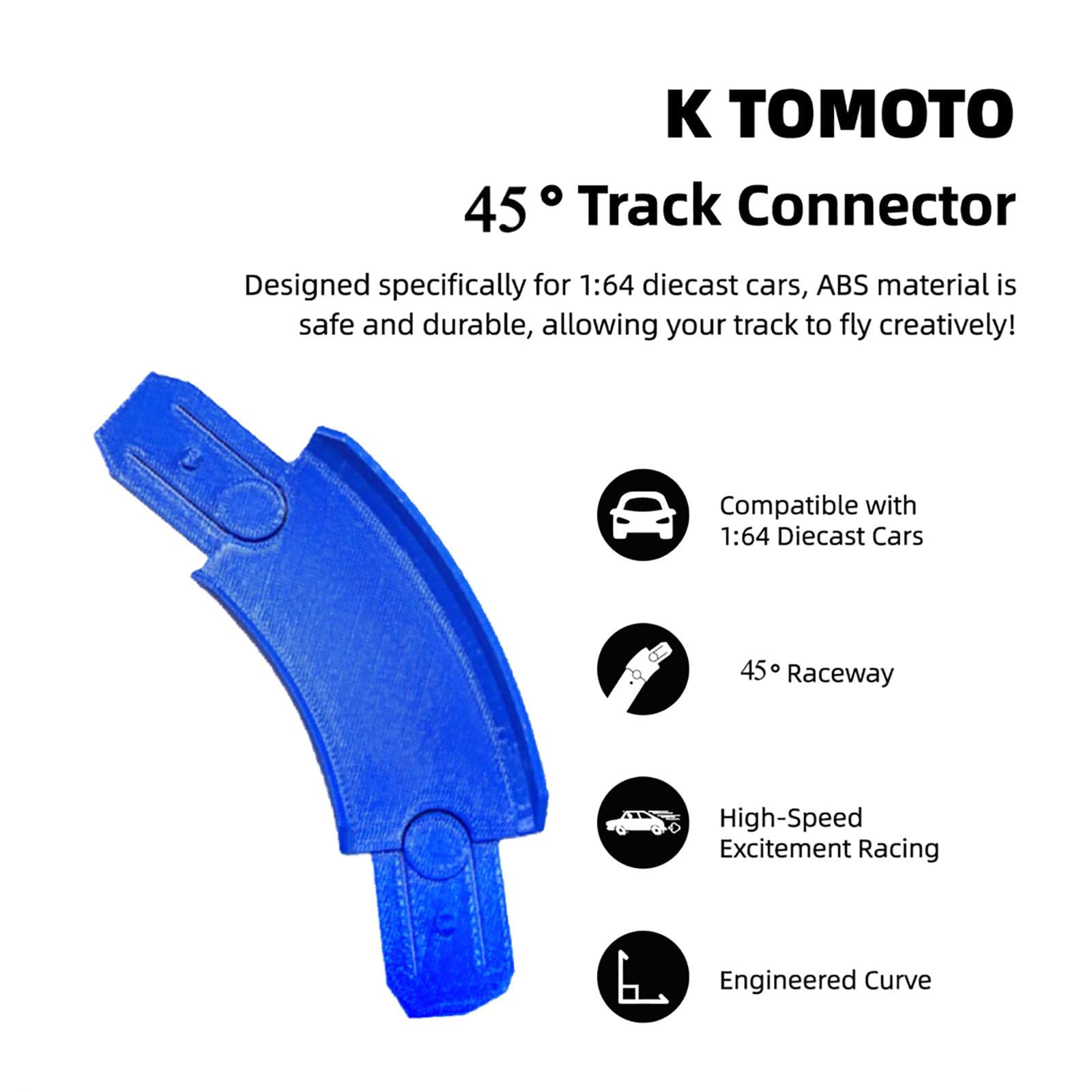 K TOMOTO 4-Pack 45 Degree Banked Turn Track Pieces for Hot Wheels
