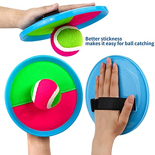 K Y KANGYUN Toss and Catch Ball Set - Easy-Catch Velcro Paddles, 2 Balls & Storage, Outdoor Family Game