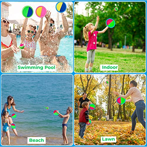 K Y KANGYUN Toss and Catch Ball Set - Easy-Catch Velcro Paddles, 2 Balls & Storage, Outdoor Family Game