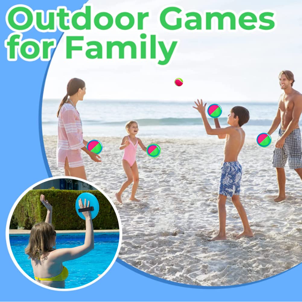 K Y KANGYUN Toss and Catch Ball Set - Easy-Catch Velcro Paddles, 2 Balls & Storage, Outdoor Family Game