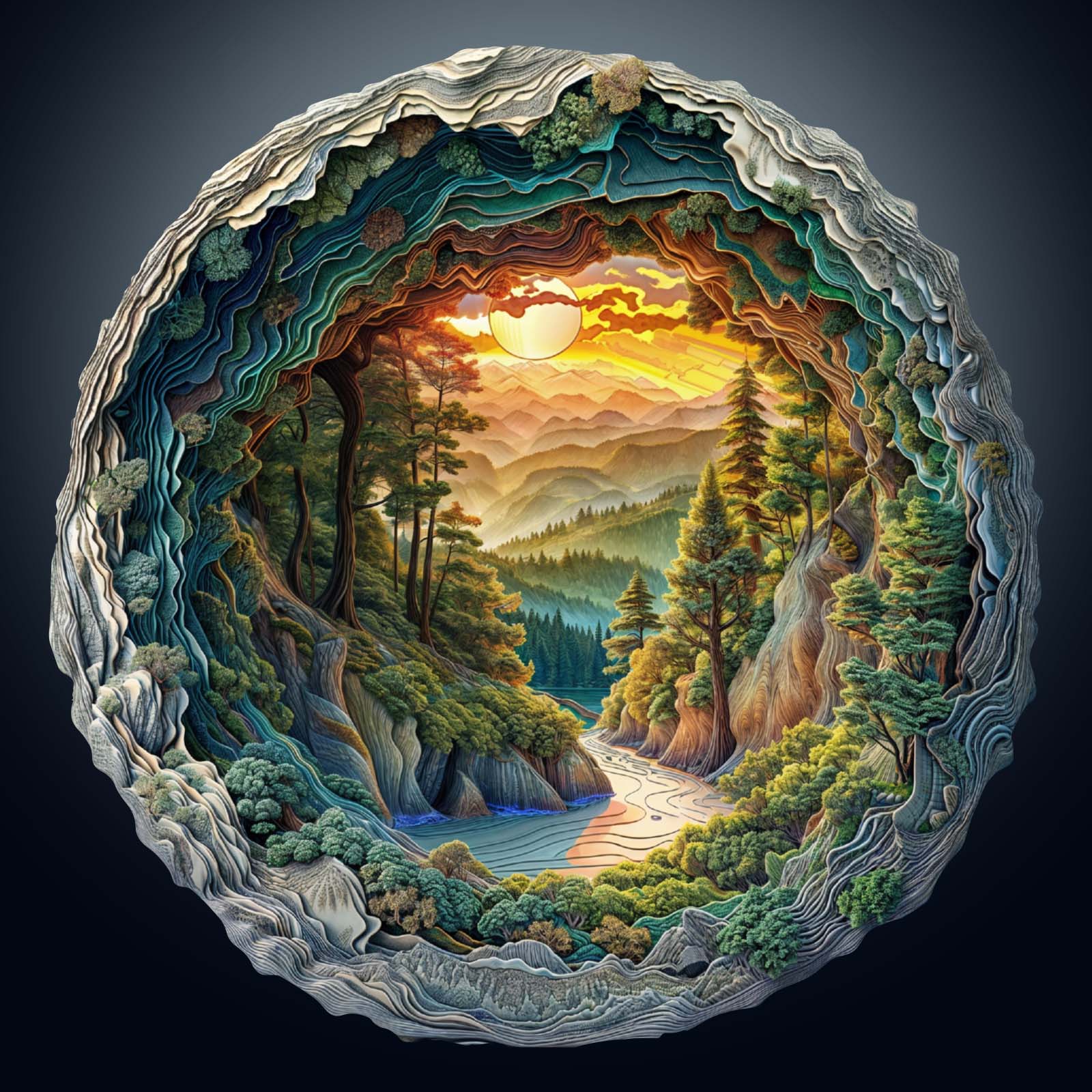 KAAYEE 3D Vision Wooden Puzzle – Cave Forest Scene, 100-Piece Laser-Cut Jigsaw (8.5 x 8.4 in)