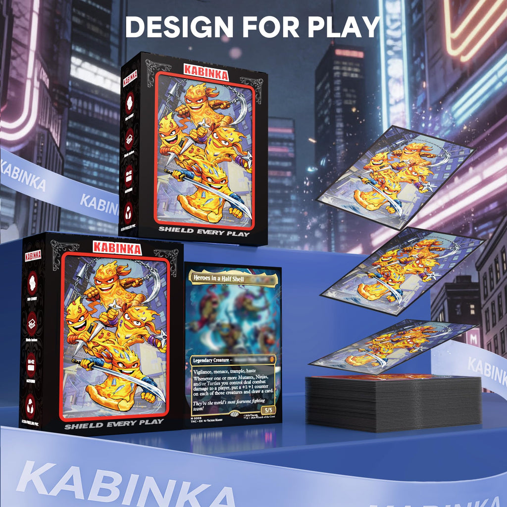Kabinka 100-Pack Standard Size Card Sleeves - Turtle Design, Clear Front, Matte Back for MTG TCG