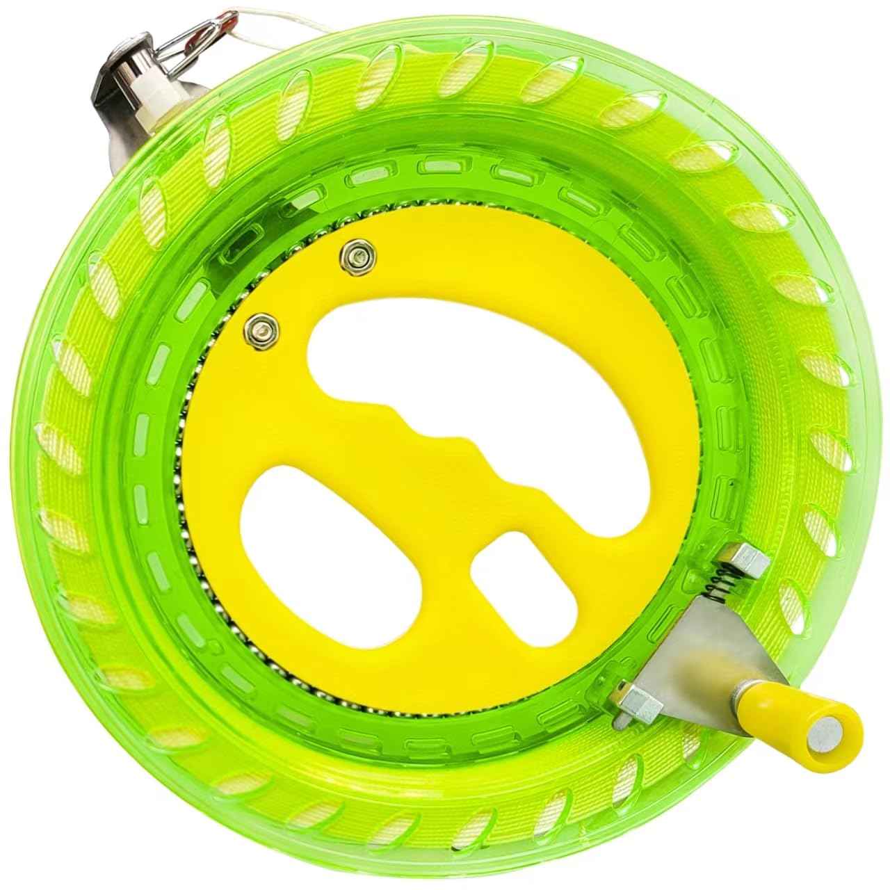 Kaiciuss Kite Reel Winder with Line – 7.2 Inch, 650 Feet, 50 lb Test, Safety Lock, Green