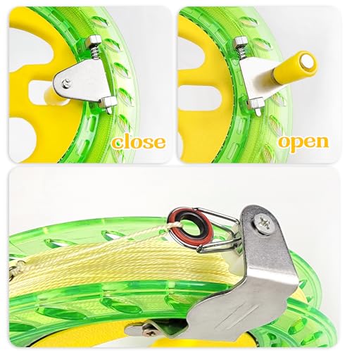 Kaiciuss Kite Reel Winder with Line – 7.2 Inch, 650 Feet, 50 lb Test, Safety Lock, Green