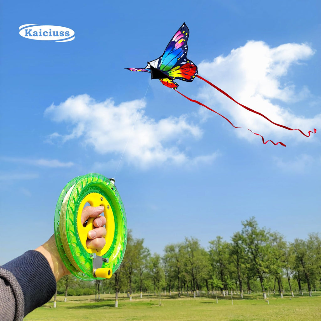 Kaiciuss Kite Reel Winder with Line – 7.2 Inch, 650 Feet, 50 lb Test, Safety Lock, Green