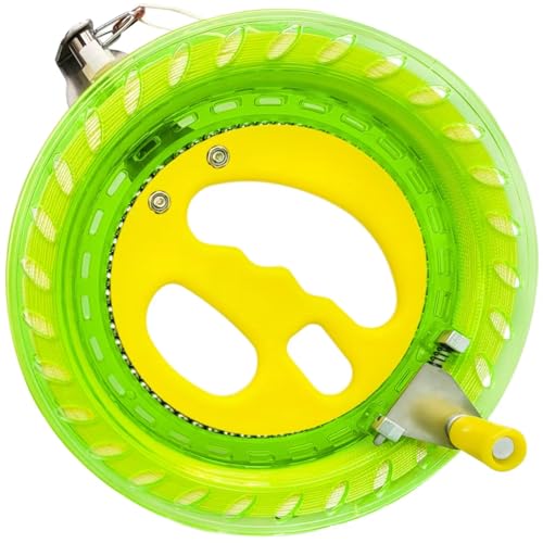Kaiciuss Kite Reel Winder with Line – 7.2 Inch, 650 Feet, 50 lb Test, Safety Lock, Green