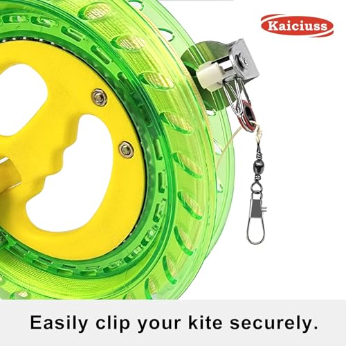Kaiciuss Kite Reel Winder with Line – 7.2 Inch, 650 Feet, 50 lb Test, Safety Lock, Green