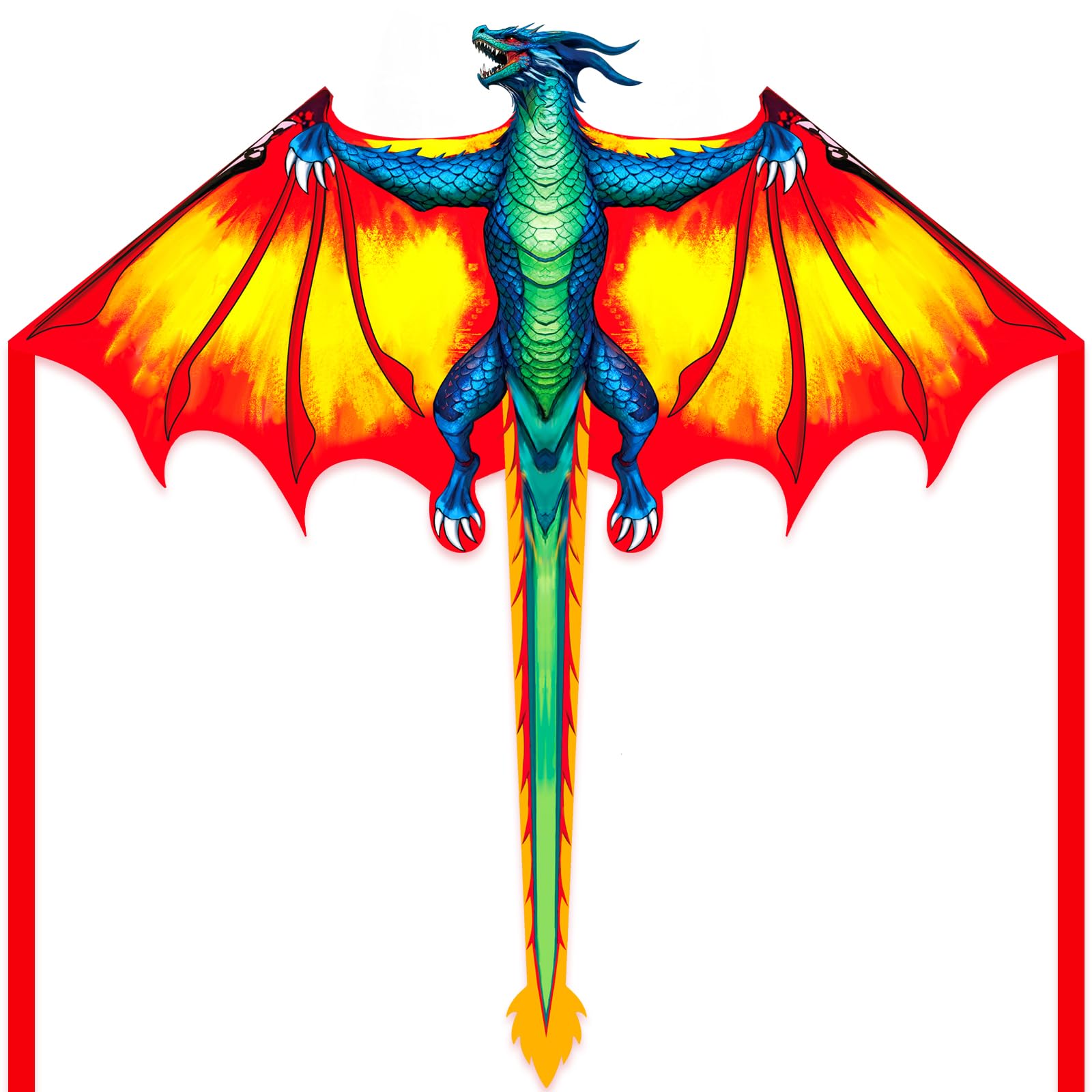 Kaiciuss Yellow Dragon Kite – Easy to Fly, 59in, 300ft String, for Kids & Adults