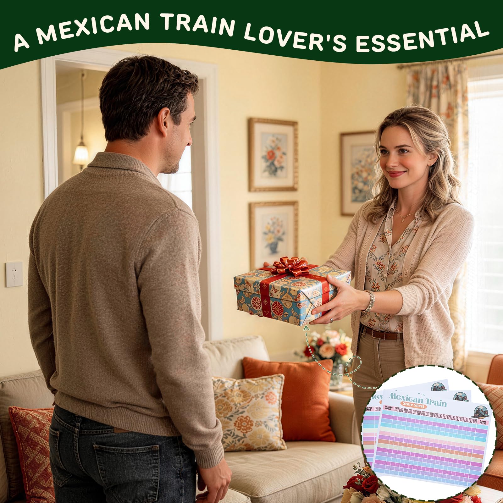 KAIU Mexican Train Score Pads – 150 Sheets, 18 Rounds per Sheet, Color-Coded Columns for Domino Games