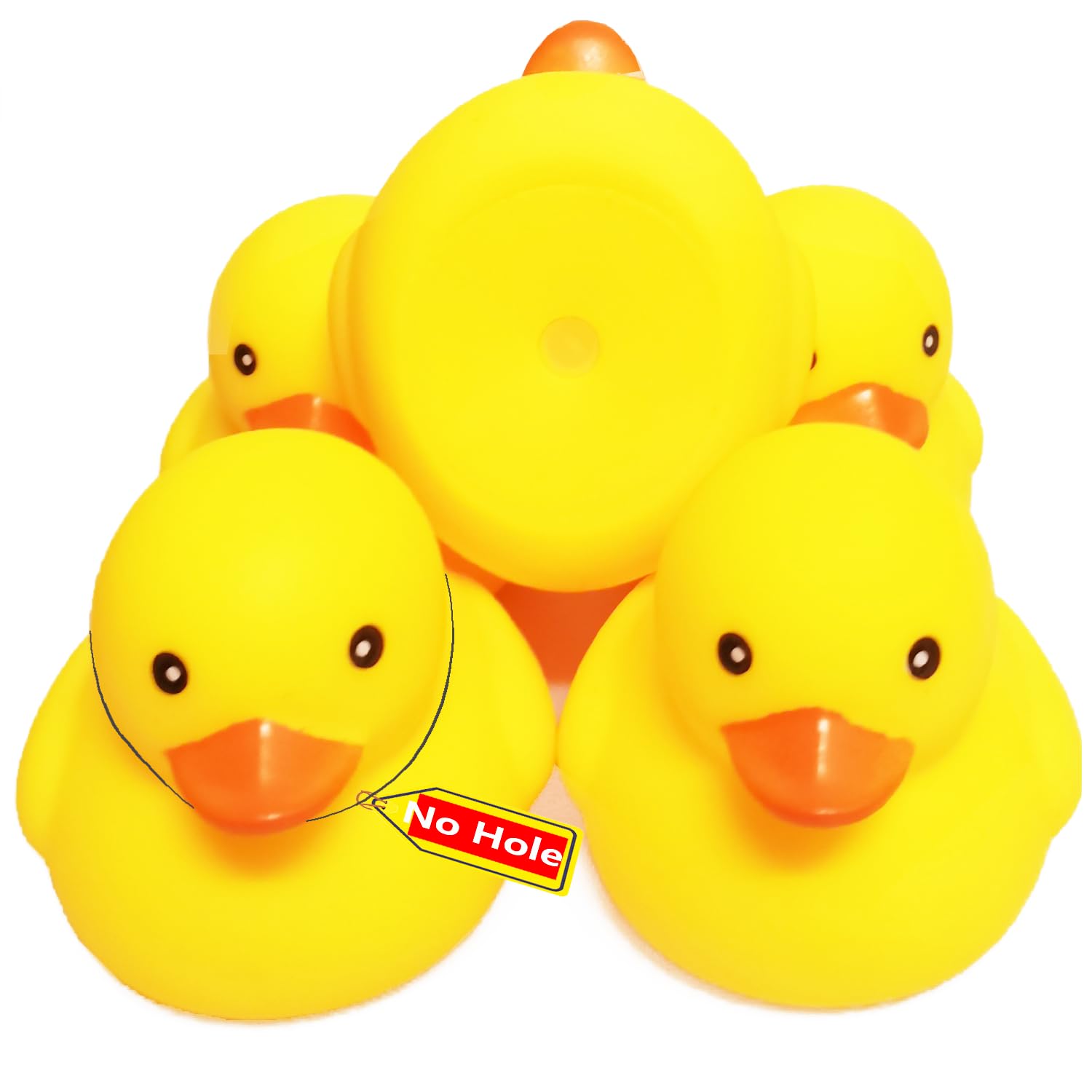 Kalafona 3-Inch No-Hole Rubber Ducks – Waterproof, No Squeak, Bulk Bath Toys