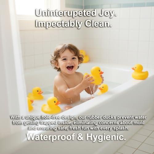 Kalafona 3-Inch No-Hole Rubber Ducks – Waterproof, No Squeak, Bulk Bath Toys