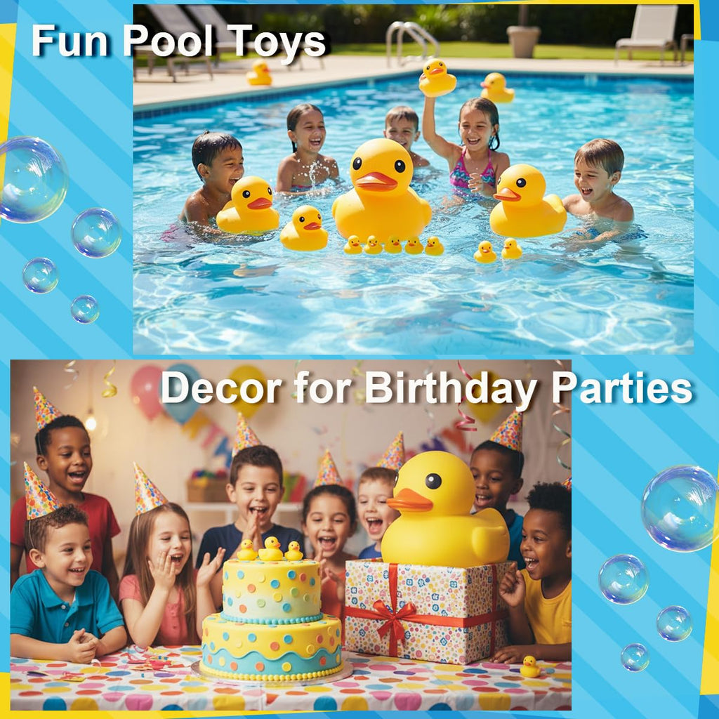 Kalafona 3-Inch No-Hole Rubber Ducks – Waterproof, No Squeak, Bulk Bath Toys