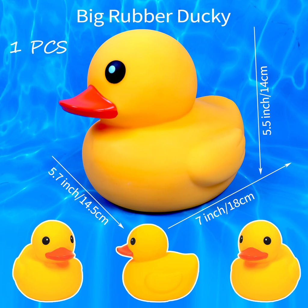 Kalafona 7-Inch Large Rubber Duck – No Hole, No Squeak, Waterproof Bath Toy and Desk Decor