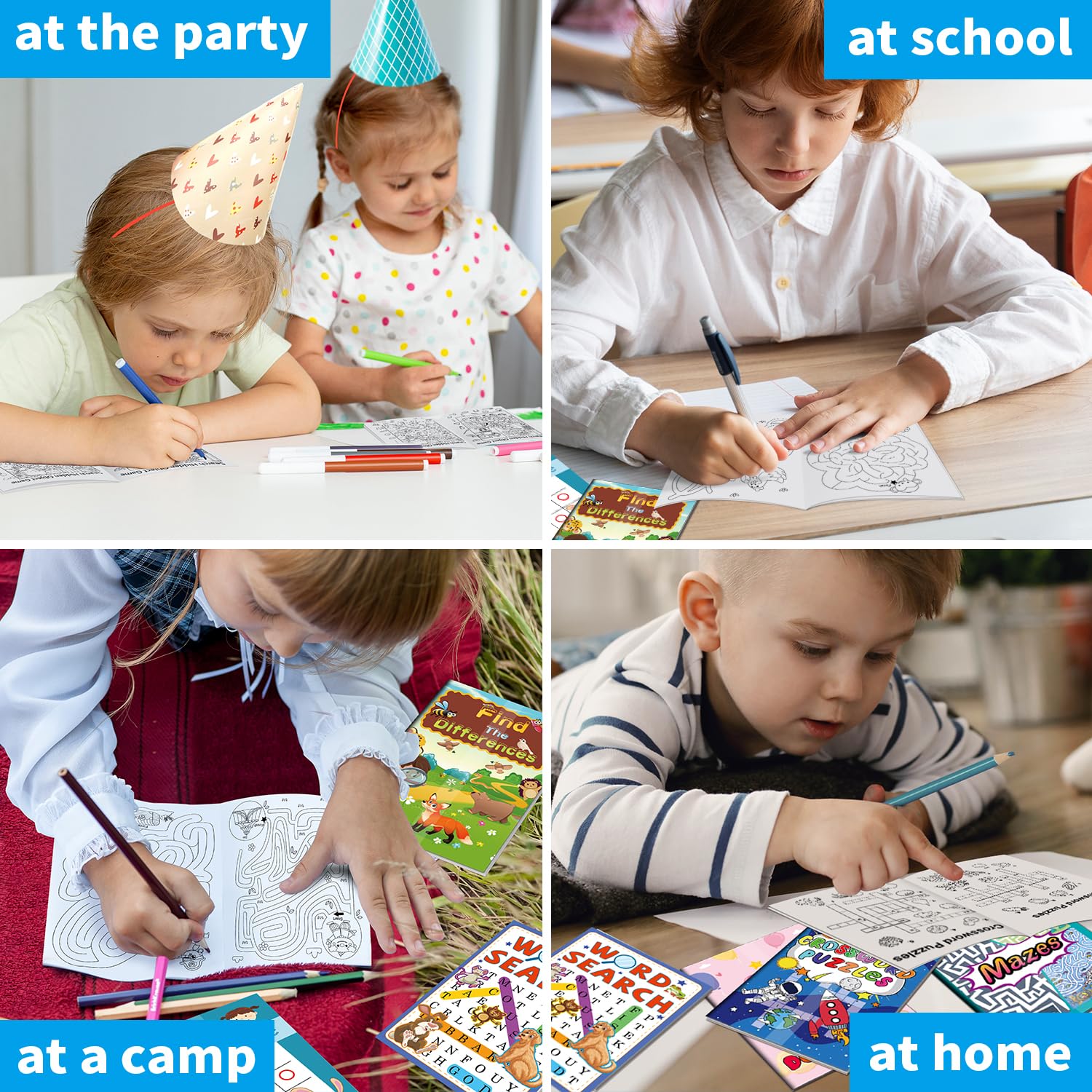 Kalysky 24 Mini Activity Books for Kids Ages 4-12 – Party Favors, Travel Games & Brain Puzzles (384 Activities)