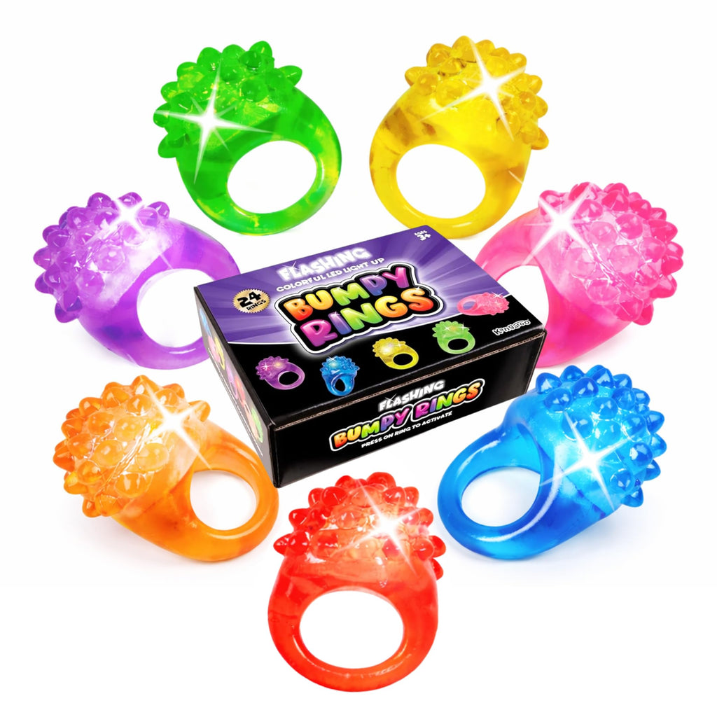 Kangaroo 24 Pack LED Light Up Rings - Bulk Flashing Finger Lights for Parties, Easter, and Rave Favors