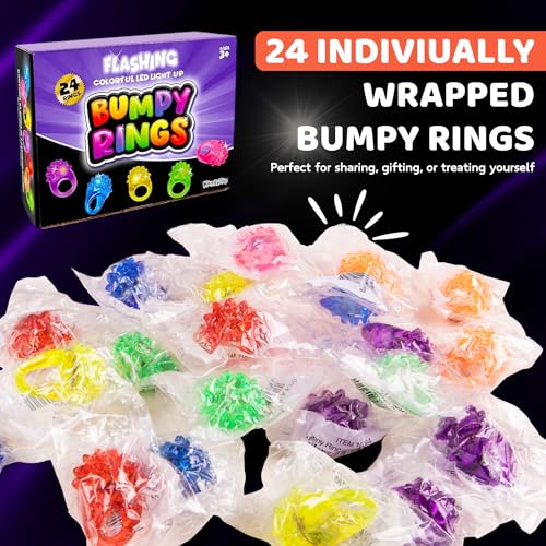Kangaroo 24 Pack LED Light Up Rings - Bulk Flashing Finger Lights for Parties, Easter, and Rave Favors