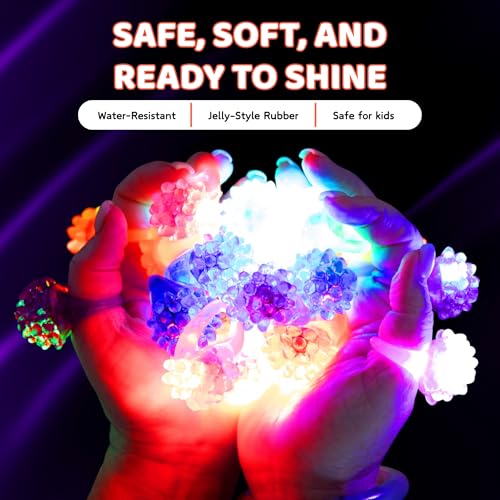 Kangaroo 24 Pack LED Light Up Rings - Bulk Flashing Finger Lights for Parties, Easter, and Rave Favors
