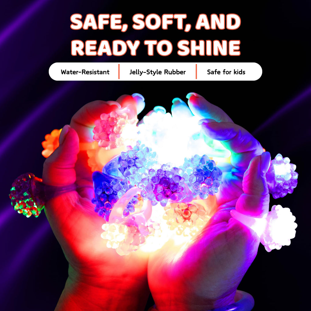 Kangaroo 24 Pack LED Light Up Rings - Bulk Flashing Finger Lights for Parties, Easter, and Rave Favors