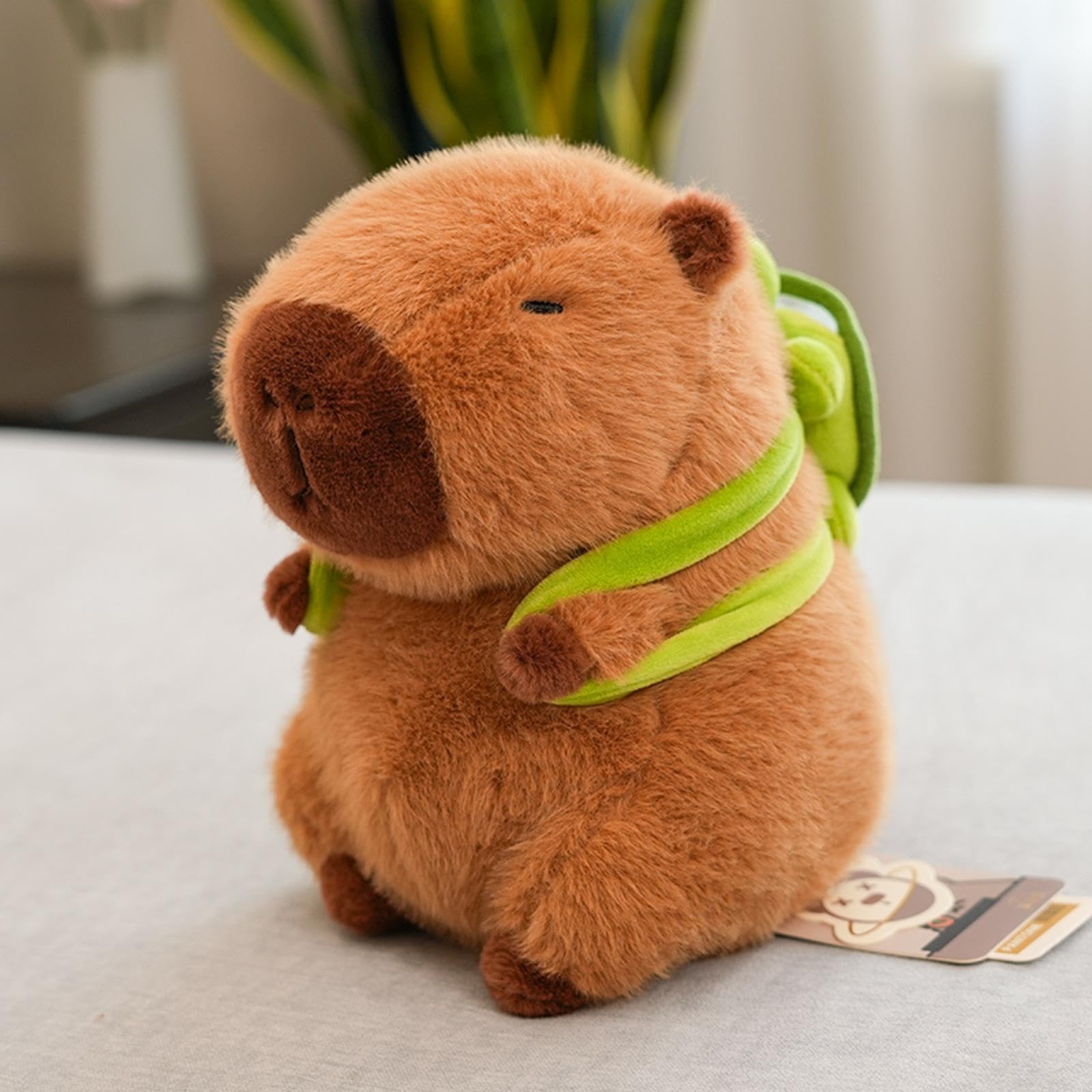 Karoeiwa 9-Inch Capybara Plush with Turtle Backpack - Ultra-Soft Stuffed Animal for Kids and Adults