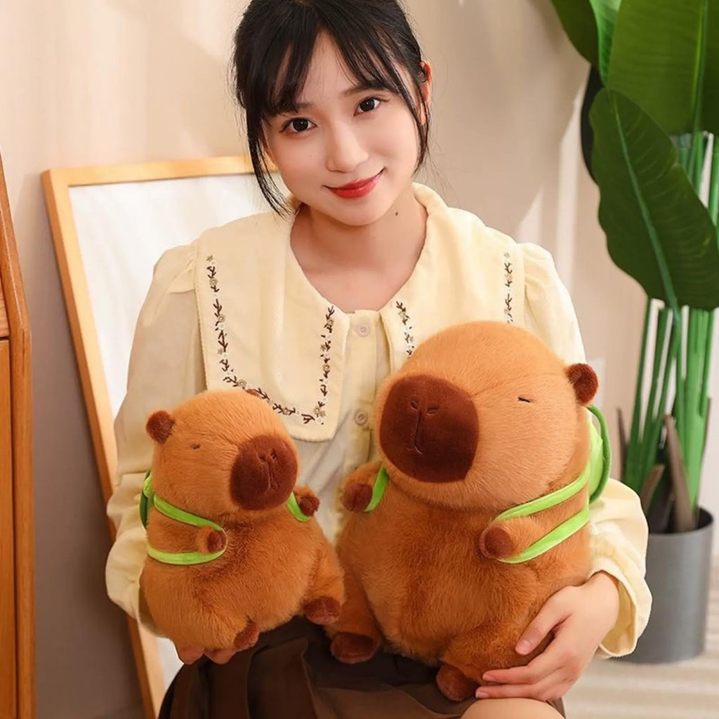 Karoeiwa 9-Inch Capybara Plush with Turtle Backpack - Ultra-Soft Stuffed Animal for Kids and Adults