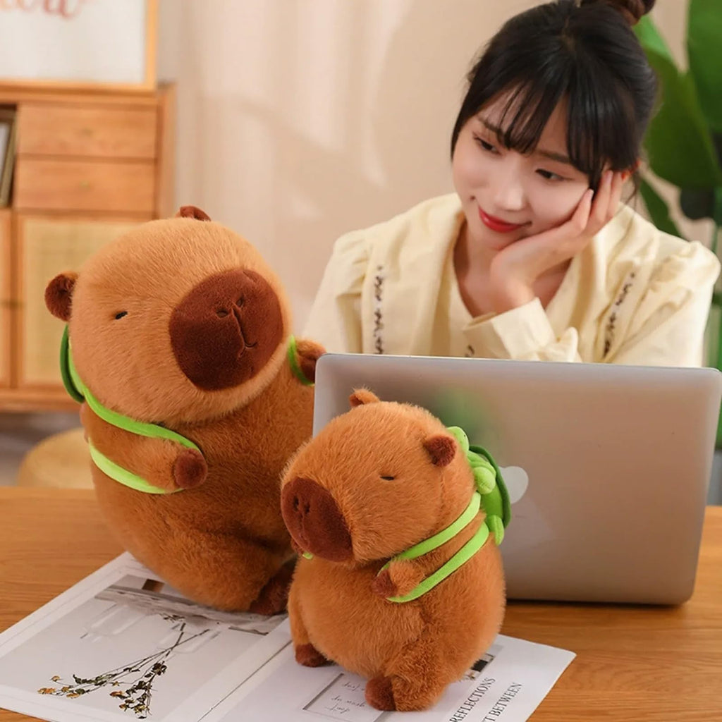 Karoeiwa 9-Inch Capybara Plush with Turtle Backpack - Ultra-Soft Stuffed Animal for Kids and Adults