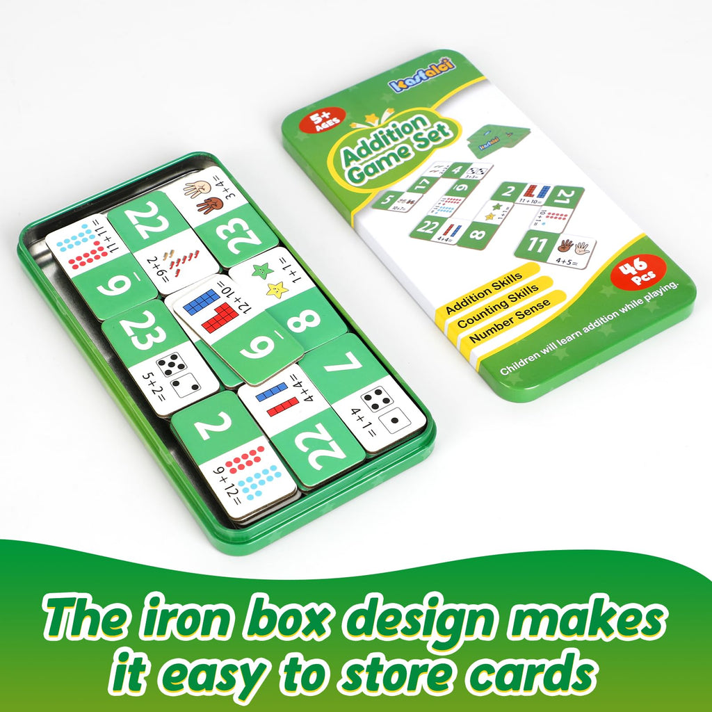 Kasfalci Addition Dominoes Set – Math Games for Kids, Preschool Learning Activities, Homeschool Supplies