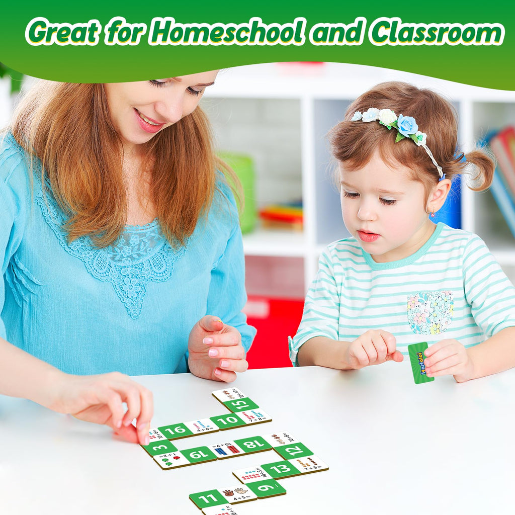 Kasfalci Addition Dominoes Set – Math Games for Kids, Preschool Learning Activities, Homeschool Supplies