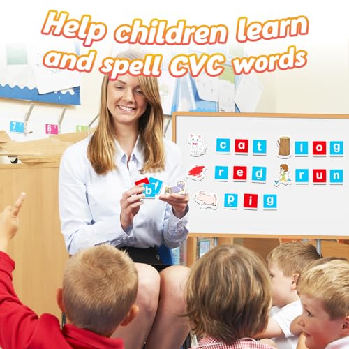 Kasfalci Magnetic Letters & CVC Word Games - 130 Pieces Phonics Set for Kids