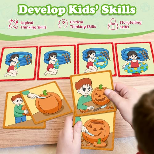 Kasfalci Sequencing Cards: 48 Cards for Storytelling, Speech Therapy, and Social Skills Development