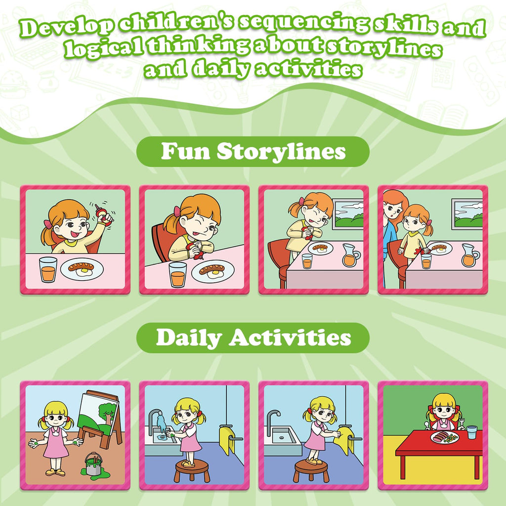 Kasfalci Sequencing Cards: 48 Cards for Storytelling, Speech Therapy, and Social Skills Development