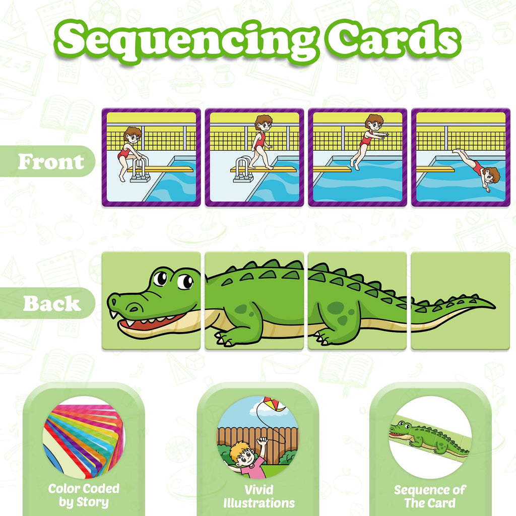 Kasfalci Sequencing Cards: 48 Cards for Storytelling, Speech Therapy, and Social Skills Development