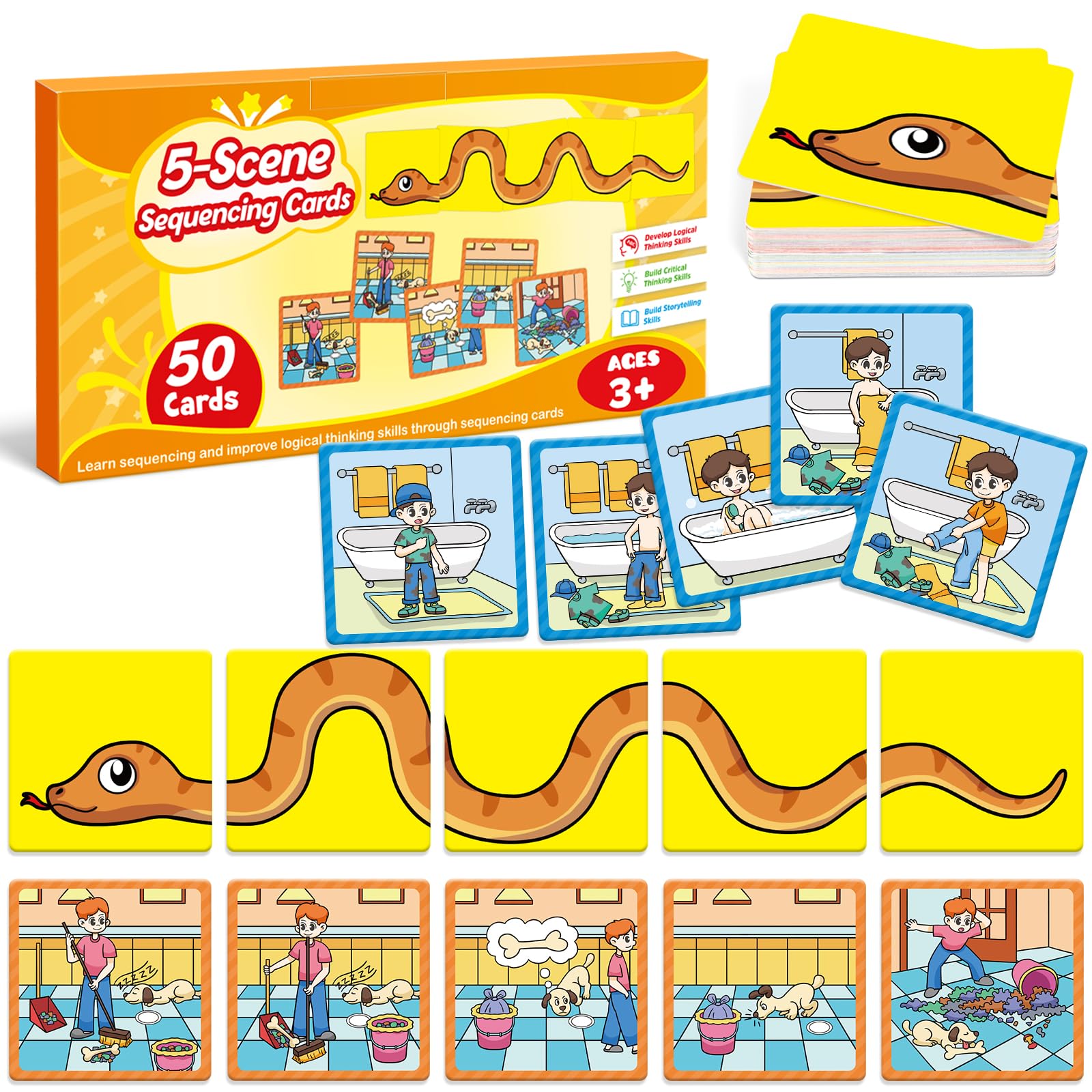 Kasfalci Sequencing Cards – 50 Picture Story Cards for Language & Social Skills