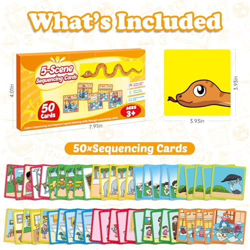 Kasfalci Sequencing Cards – 50 Picture Story Cards for Language & Social Skills