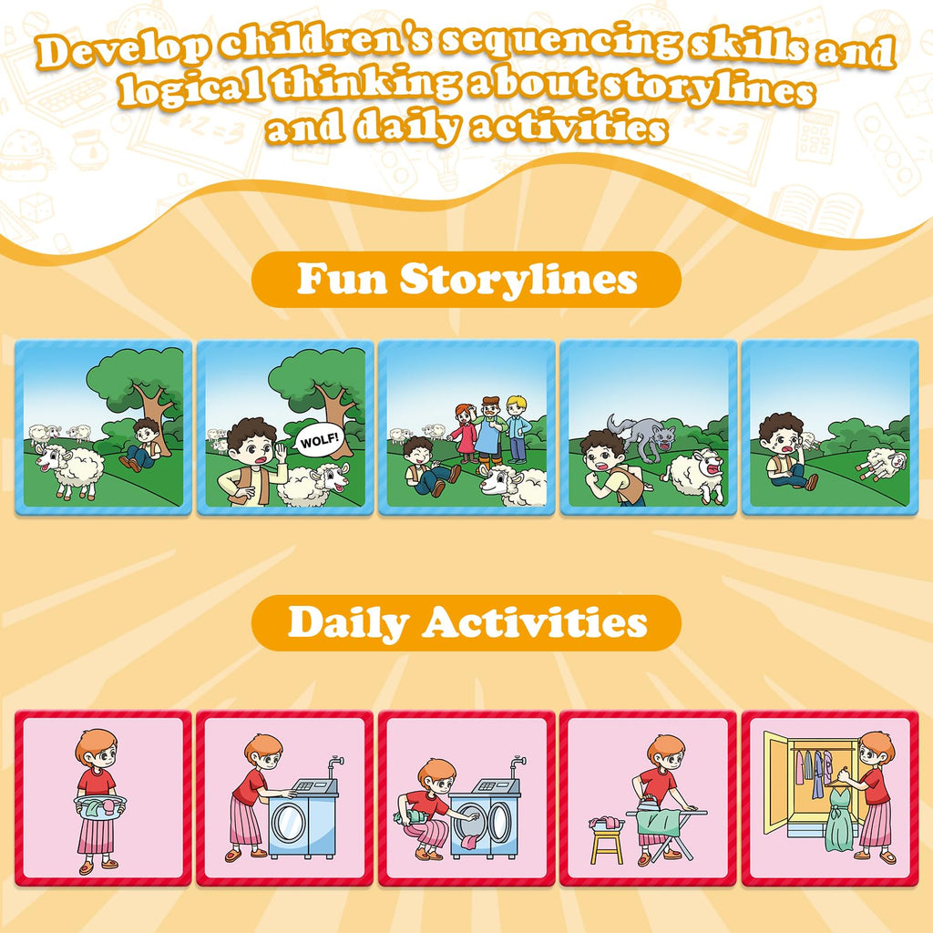 Kasfalci Sequencing Cards – 50 Picture Story Cards for Language & Social Skills