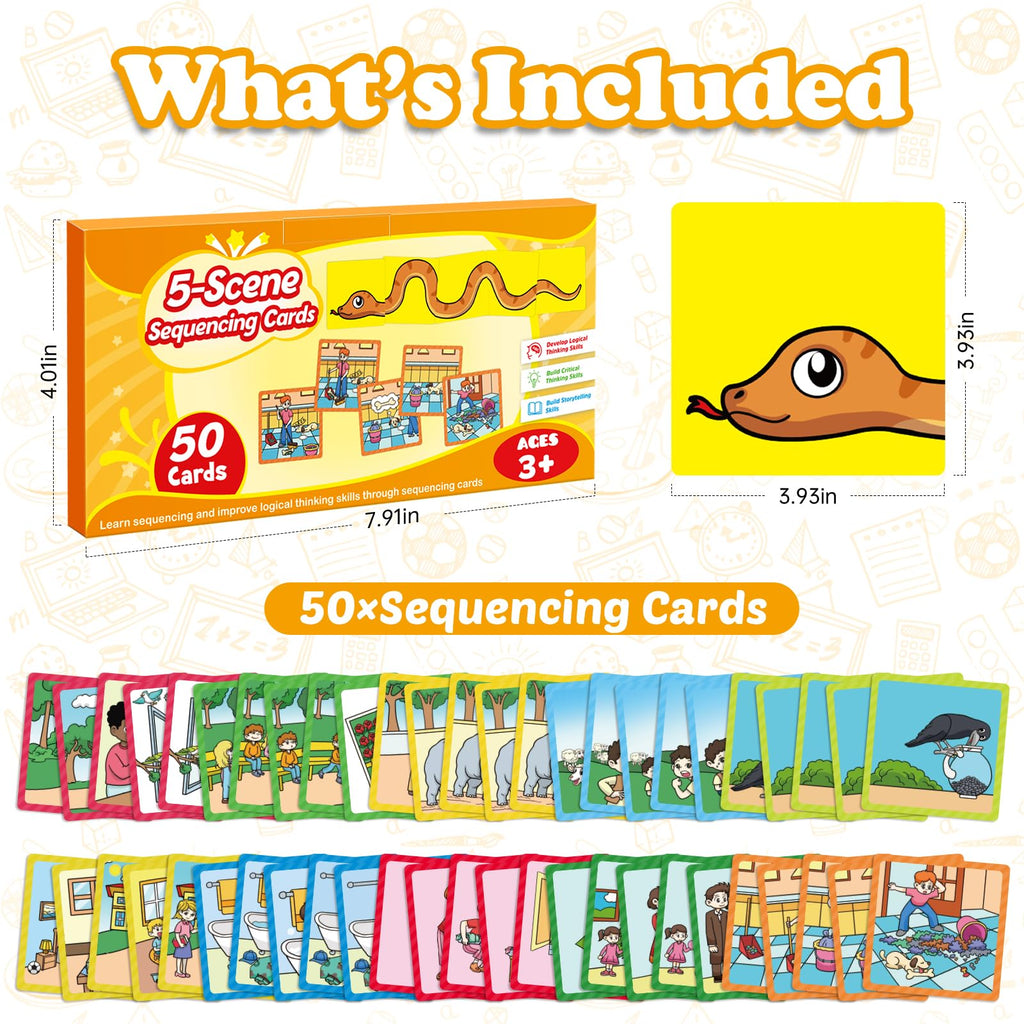 Kasfalci Sequencing Cards – 50 Picture Story Cards for Language & Social Skills