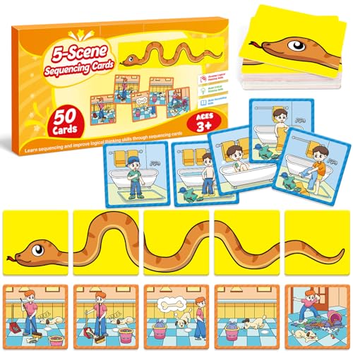 Kasfalci Sequencing Cards – 50 Picture Story Cards for Language & Social Skills