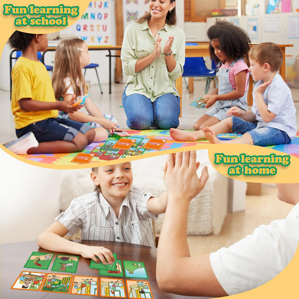 Kasfalci Sequencing Cards for Kids - 50-Piece Sequence Game for Speech Therapy, Autism, and Preschool Learning Activities
