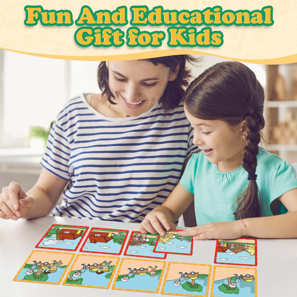 Kasfalci Sequencing Cards for Kids - 50-Piece Sequence Game for Speech Therapy, Autism, and Preschool Learning Activities