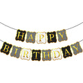 KatchOn 10-Foot Black & Gold Happy Birthday Banner – Pre-Strung No DIY, Reusable Cardstock